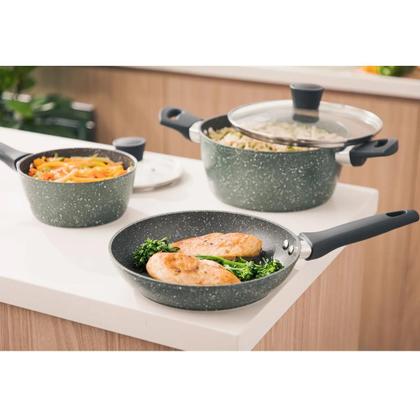 Conjunto de Panelas Carmela Garden 3 Peças Verde 8482 MTA - Jogo