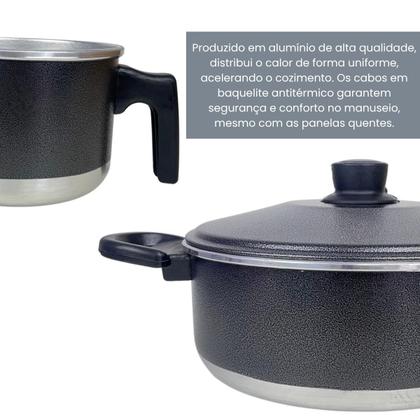 Imagem de Conjunto de Panelas com 3 Caçarolas e 1 Canecão Fervedor em Alumínio PFOA PTFE Free Várias Cores