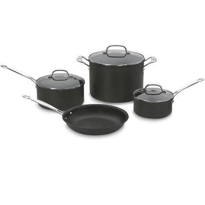 Imagem de Conjunto De Panelas Cuisinart Antiaderente Anodizado Preto Chef'S Classic 7 Peças 66-7P1