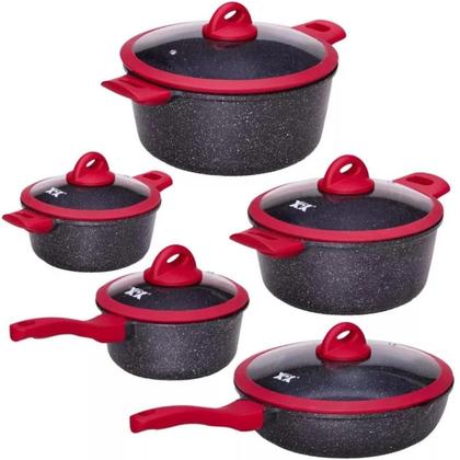 Imagem de Conjunto De Panelas De Cerâmica Elegante Com Cor Preta Com Vermelho Presente De Natal Perfeito Pronta Entrega