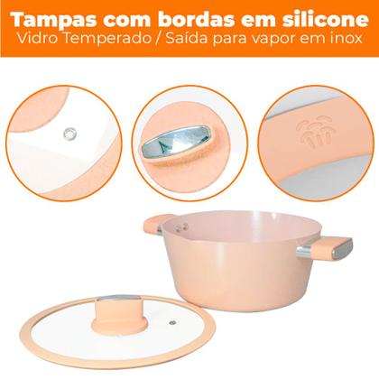 Imagem de Conjunto de Panelas de Indução Antiaderente Cerâmica Chicago Bege 4 peças - Casambiente