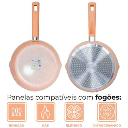 Imagem de Conjunto de Panelas de Indução Antiaderente Cerâmica Chicago Bege 4 peças - Casambiente