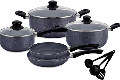 Imagem de Conjunto De Panelas e Caçarolas Antiaderente com Revestimento Cerâmica 11 Peças Sem Óleo FDA