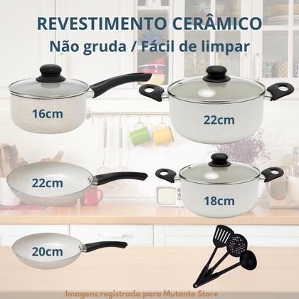 Imagem de Conjunto De Panelas e Caçarolas Antiaderente com Revestimento Cerâmica 11 Peças Sem Óleo FDA