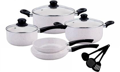 Imagem de Conjunto De Panelas e Caçarolas Antiaderente com Revestimento Cerâmica 11 Peças Sem Óleo FDA