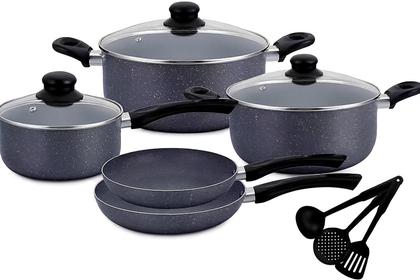 Imagem de Conjunto De Panelas e Caçarolas Antiaderente com Revestimento Cerâmica 11 Peças Sem Óleo