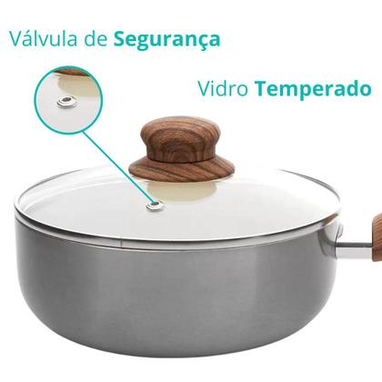 Imagem de Conjunto de Panelas Indução Cerâmica Antiaderente New York Cabo Silicone 3 Peças Casambiente