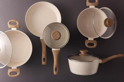 Imagem de Conjunto de Panelas Mármol Cook em Alumínio com Revestimento Cerâmico e Fundo Triplo Indução 5 Peças - Mimo Style