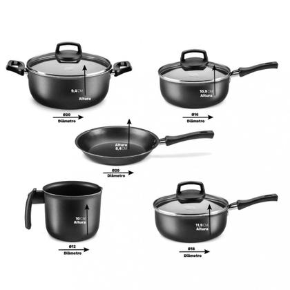 Imagem de Conjunto de Panelas MTA Safira Cristal 5 Peças Tampa de Vidro