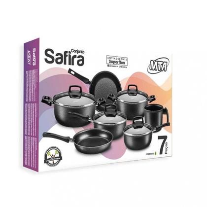 Imagem de Conjunto de Panelas MTA Safira Cristal 5 Peças Tampa de Vidro