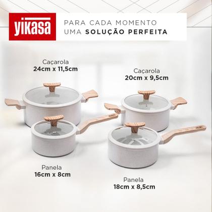 Imagem de Conjunto de Panelas Premium com Revestimento em Mármore - Antiaderente e Resistente a Arranhões - 11 Peças - Cor Vanilla