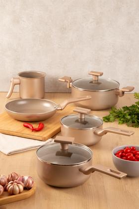 Imagem de Conjunto De Panelas Sartin Champagne 5 Peças Cerâmica Mimo Style