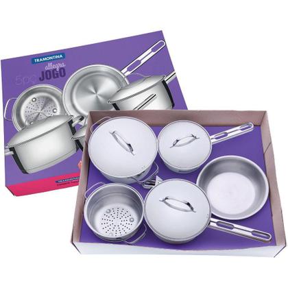 Imagem de Conjunto de Panelas Tramontina Allegra 65650280 5 Peças Inox Fundo Triplo