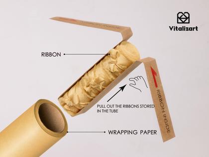 Imagem de Conjunto de papel de embrulho Vitalizart Gold Pearly-Lustre 5m com fita