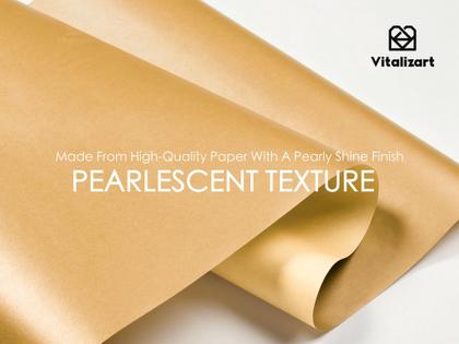 Imagem de Conjunto de papel de embrulho Vitalizart Gold Pearly-Lustre 5m com fita