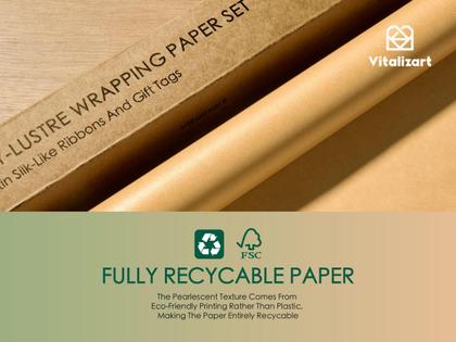 Imagem de Conjunto de papel de embrulho Vitalizart Gold Pearly-Lustre 5m com fita