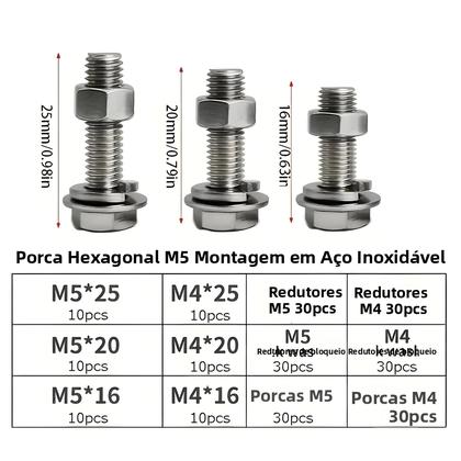 Imagem de Conjunto De Parafuso Hexagonal M4 M5 Em Aço Inoxidável 240pcs Durável E Resistente À Corrosão Para