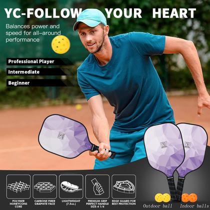 Imagem de Conjunto de pás Pickleball YC DGYCASI Carbon Fiber 2023 USAPA