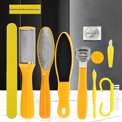 Imagem de Conjunto De Pedicure 10 Em 1, Ferramenta Profissional Para Esfoliação De Pés E Mãos