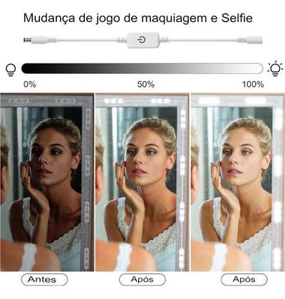 Imagem de Conjunto De Penteadeira Led Com Fio De Luz De Espelho Regulá