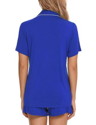 Imagem de Conjunto de pijama Anjue Cute para mulheres, shorts e lounge, azul cobalto M