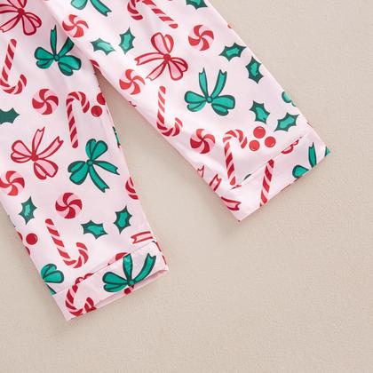 Imagem de Conjunto de pijama com cetim de seda de Natal para bebês e meninas