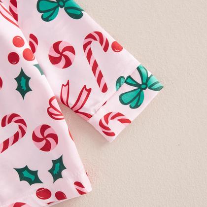 Imagem de Conjunto de pijama com cetim de seda de Natal para bebês e meninas