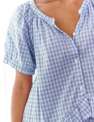 Imagem de Conjunto de pijama COZYPOIN Gingham, 2 peças de algodão xadrez para mulheres