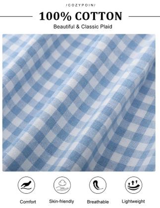 Imagem de Conjunto de pijama COZYPOIN Gingham, 2 peças de algodão xadrez para mulheres