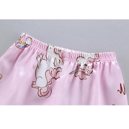 Imagem de Conjunto de Pijama de Unicórnio para Bebês e Meninas - Verão - Estampa de Desenhos Animados