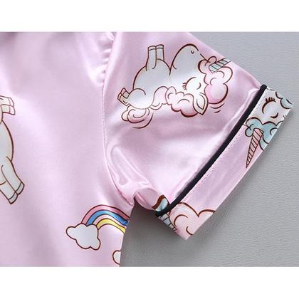 Imagem de Conjunto de Pijama de Unicórnio para Bebês e Meninas - Verão - Estampa de Desenhos Animados