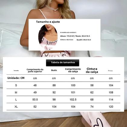 Imagem de Conjunto De Pijama Feminino De Cetim Com Estampa De Letras, Colete, Camisa, Calças, Lingerie Sexy,