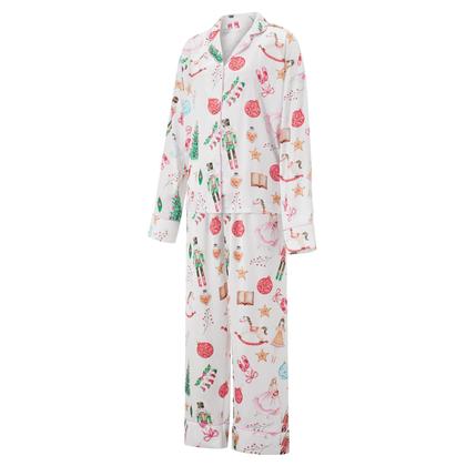 Imagem de Conjunto de pijama Gplno Christmas Y2k Nutcracker feminino branco acetinado