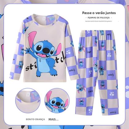 Imagem de Conjunto De Pijama Infantil Com Estampa De Desenho Animado Da Disney, Manga Comprida E Calça, Roupa