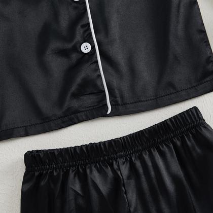 Imagem de Conjunto de pijama MAINESAKA para bebês e meninas com acabamento em penas de cetim