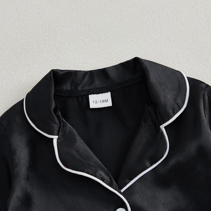 Imagem de Conjunto de pijama MAINESAKA para bebês e meninas com acabamento em penas de cetim