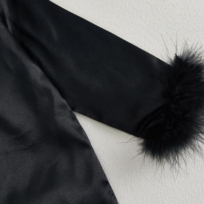 Imagem de Conjunto de pijama MAINESAKA para bebês e meninas com acabamento em penas de cetim