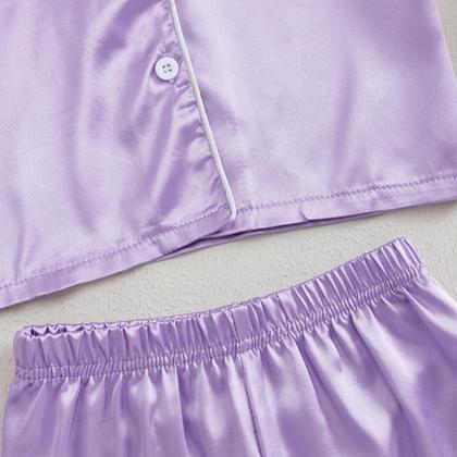 Imagem de Conjunto de pijama MAINESAKA para bebês e meninas com acabamento em penas de cetim