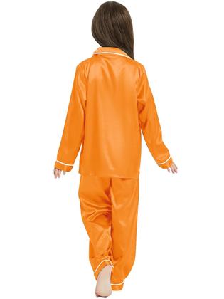 Imagem de Conjunto de pijama Schbbbta Girls Satin Silk, manga comprida, laranja 7-8Y