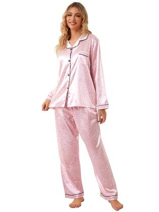 Imagem de Conjunto de pijama Schbbbta Satin para meninas de 11 a 12 anos rosa brilhante