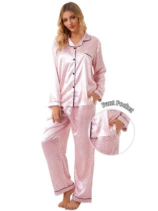Imagem de Conjunto de pijama Schbbbta Satin para meninas de 11 a 12 anos rosa brilhante