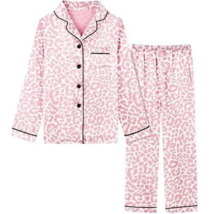 Imagem de Conjunto de pijama Schbbbta Satin para meninas de 11 a 12 anos rosa brilhante