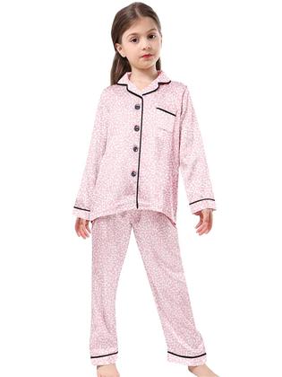 Imagem de Conjunto de pijama Schbbbta Satin para meninas de 11 a 12 anos rosa brilhante