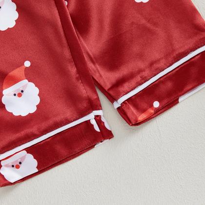Imagem de Conjunto de pijamas com cetim de seda de Natal para bebês e meninas
