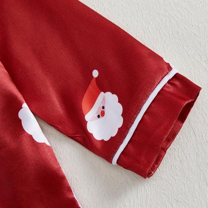 Imagem de Conjunto de pijamas com cetim de seda de Natal para bebês e meninas