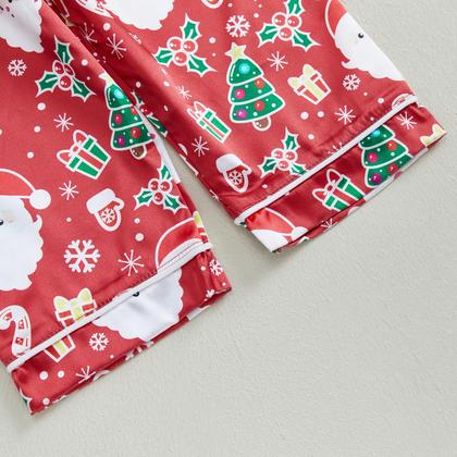 Imagem de Conjunto de pijamas com cetim de seda de Natal para bebês e meninas
