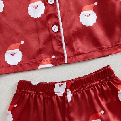 Imagem de Conjunto de pijamas com cetim de seda de Natal para bebês e meninas