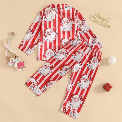 Imagem de Conjunto de pijamas com cetim de seda de Natal para bebês e meninas