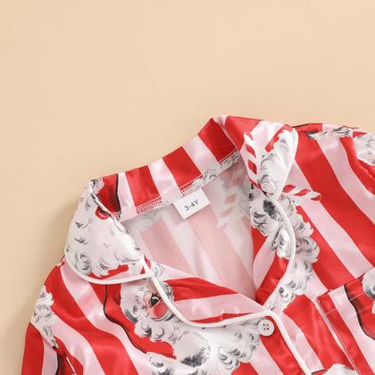 Imagem de Conjunto de pijamas com cetim de seda de Natal para bebês e meninas