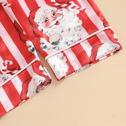 Imagem de Conjunto de pijamas com cetim de seda de Natal para bebês e meninas